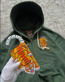 Embroidered Tiger Zip Hoodie